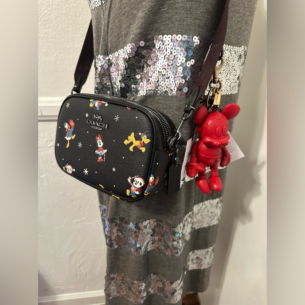 New Disney X Coach Mini Jamie Camera Bag With Holiday Print
